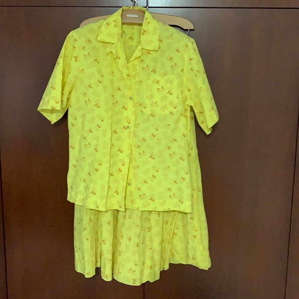 Bottega Venetta Yellow Blouse and MIDI Skirt Set